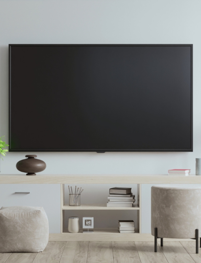 A big TV screen on the wall, representing CTV product